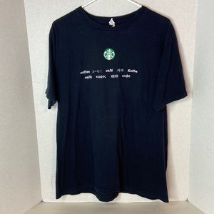 Vintage anvil red line black Starbucks coffee graphic T-shirt